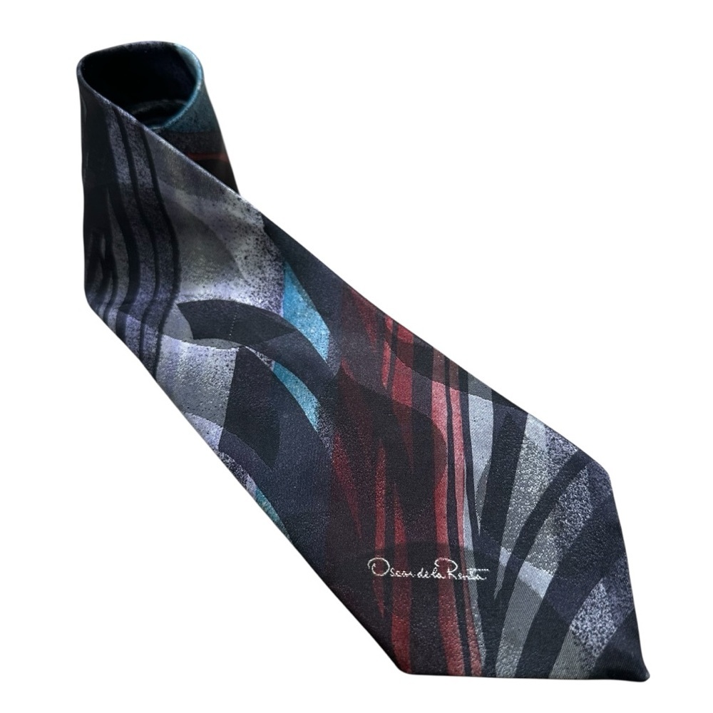 Vintage Oscar de la Renta Studio Men’s Abstract Silk Blend Neck Tie